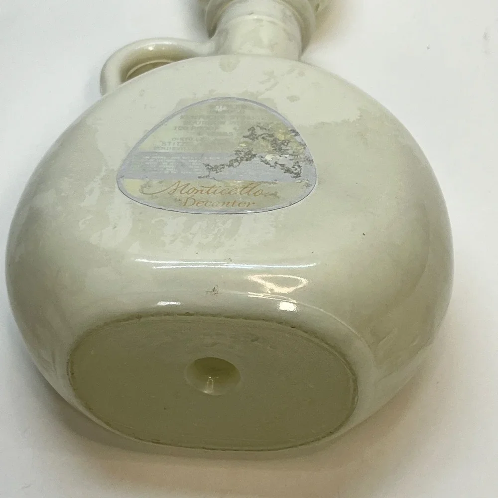Vtg Stitzel-Weller Monticello Milk Glass Decanter‎ 1849 Stopper Bourbon Bottle
